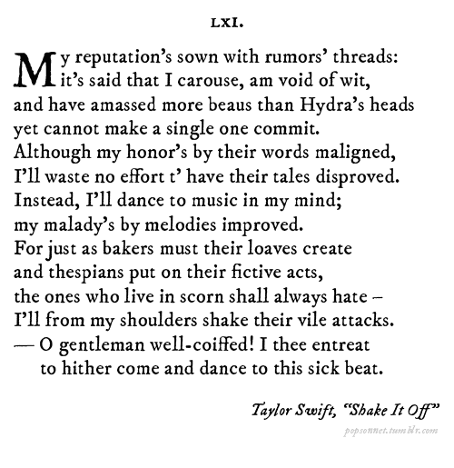 Pop Sonnets: Shakesperean poems with a twist